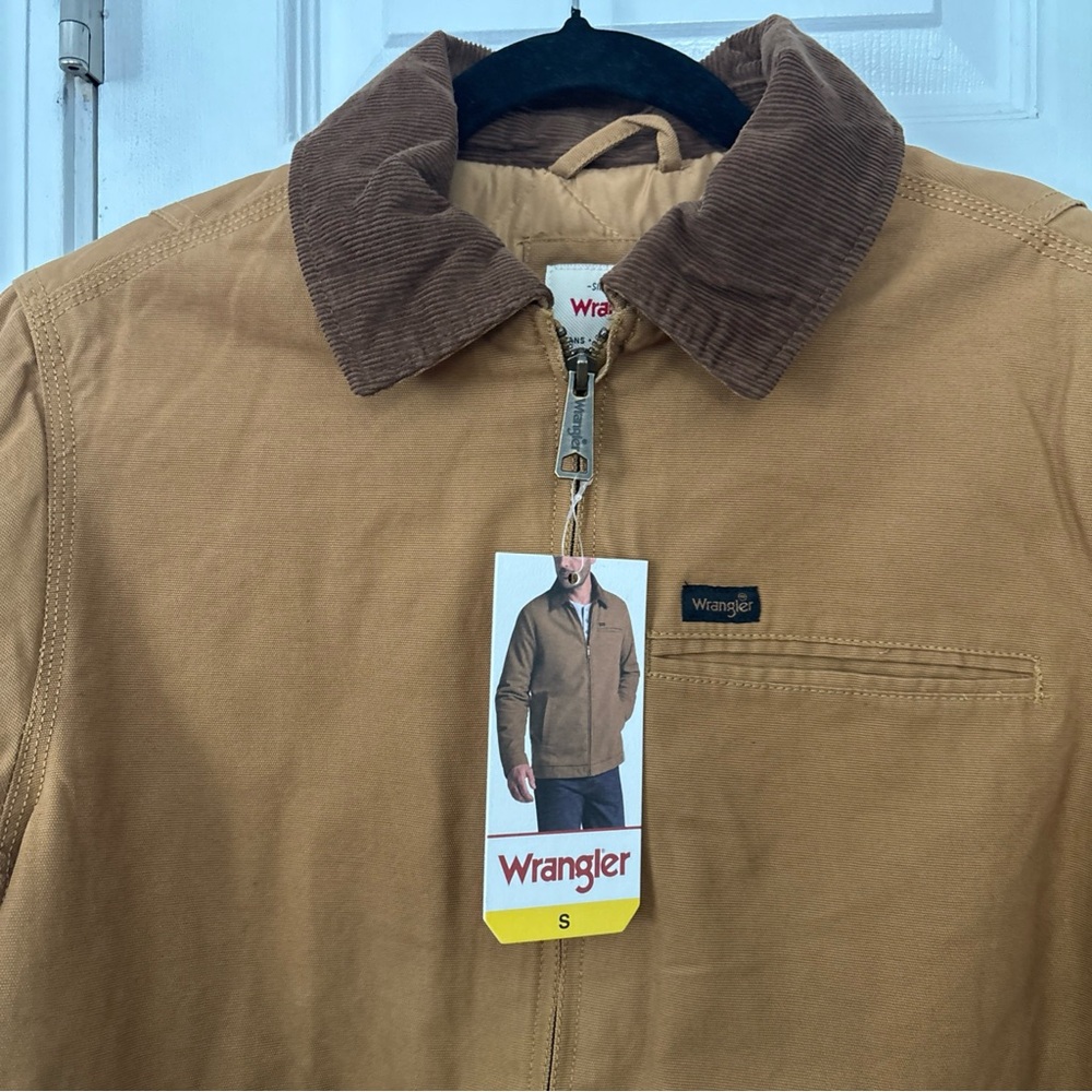 Wrangler Men's Quilted Lining Corduroy Collar Canvas Work Jacket, BROWN size S/M - Picture 7 of 12